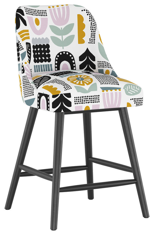 Markham Rounded Back Counter Stool, Helsinki Block Lavender Multi