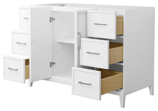 Elan 48" Single Vanity, White, No Top, No Sink, Nickel Trim