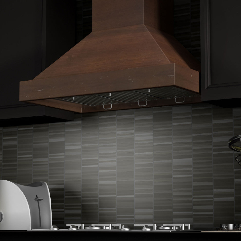 ZLINE 48 in. Wooden Wall Mount Range Hood, Walnut Includes Motor, KBRR-48