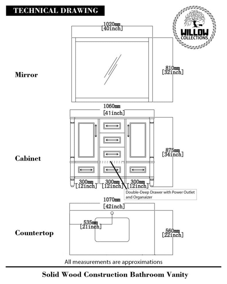 Aberdeen 42 Single Sink Bath Vanity in Dark Forest Green 2" Calacatta Nuvo