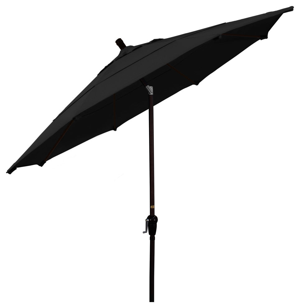 11' Bronze Auto-Tilt Crank Aluminum Umbrella, Pacifica, Black