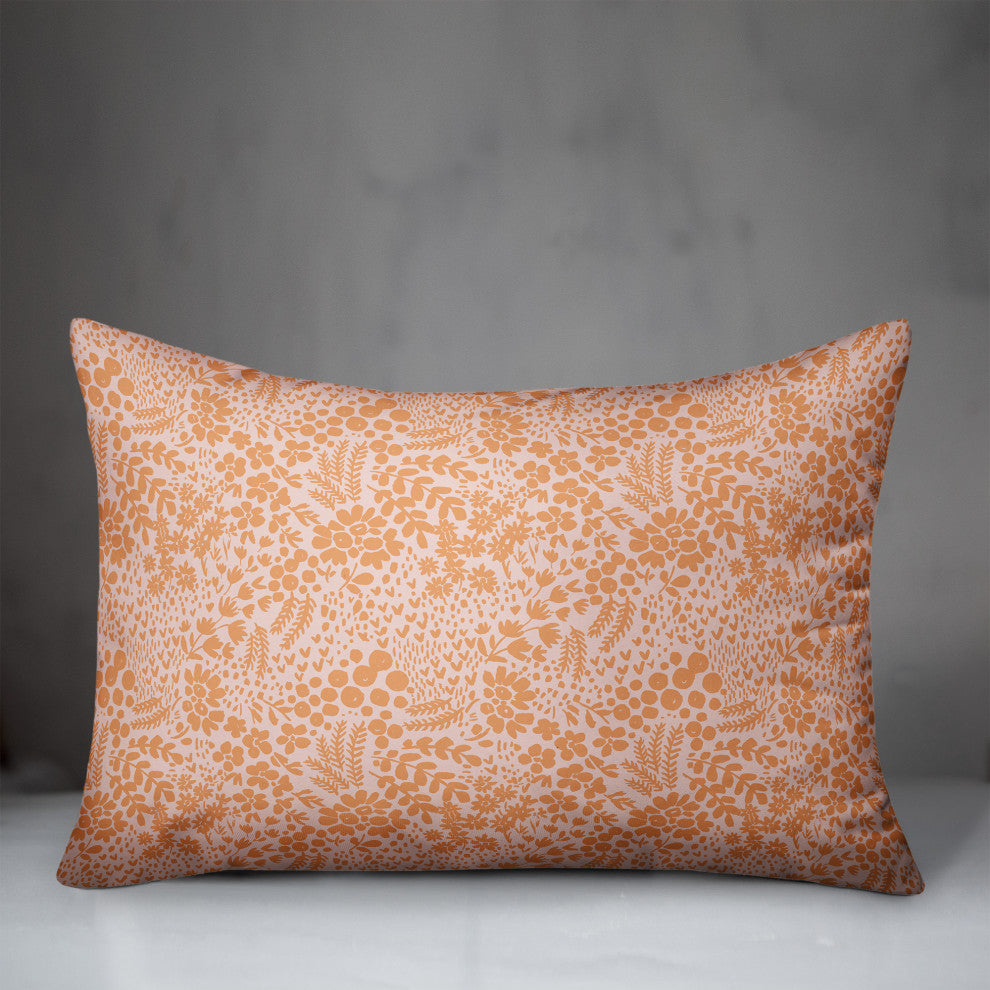 Orange Dainty Floral 20x14 Spun Poly Pillow
