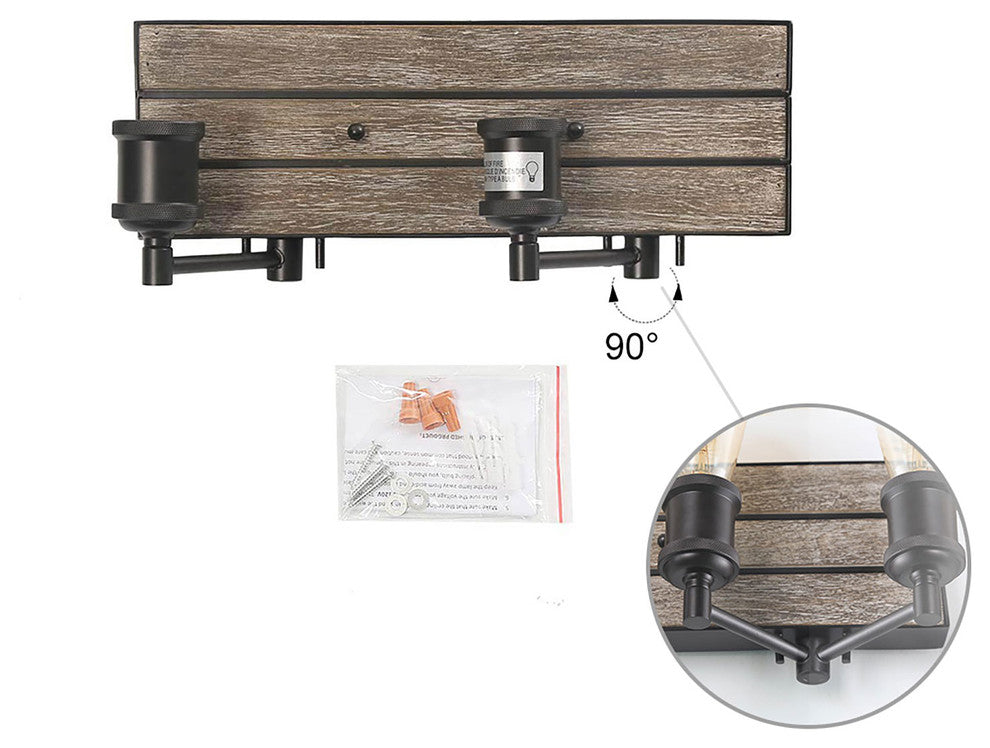 LNC 2-Light Wall Lamps Wood Indoor Wall Sconces Bathroom Vanity Lighting