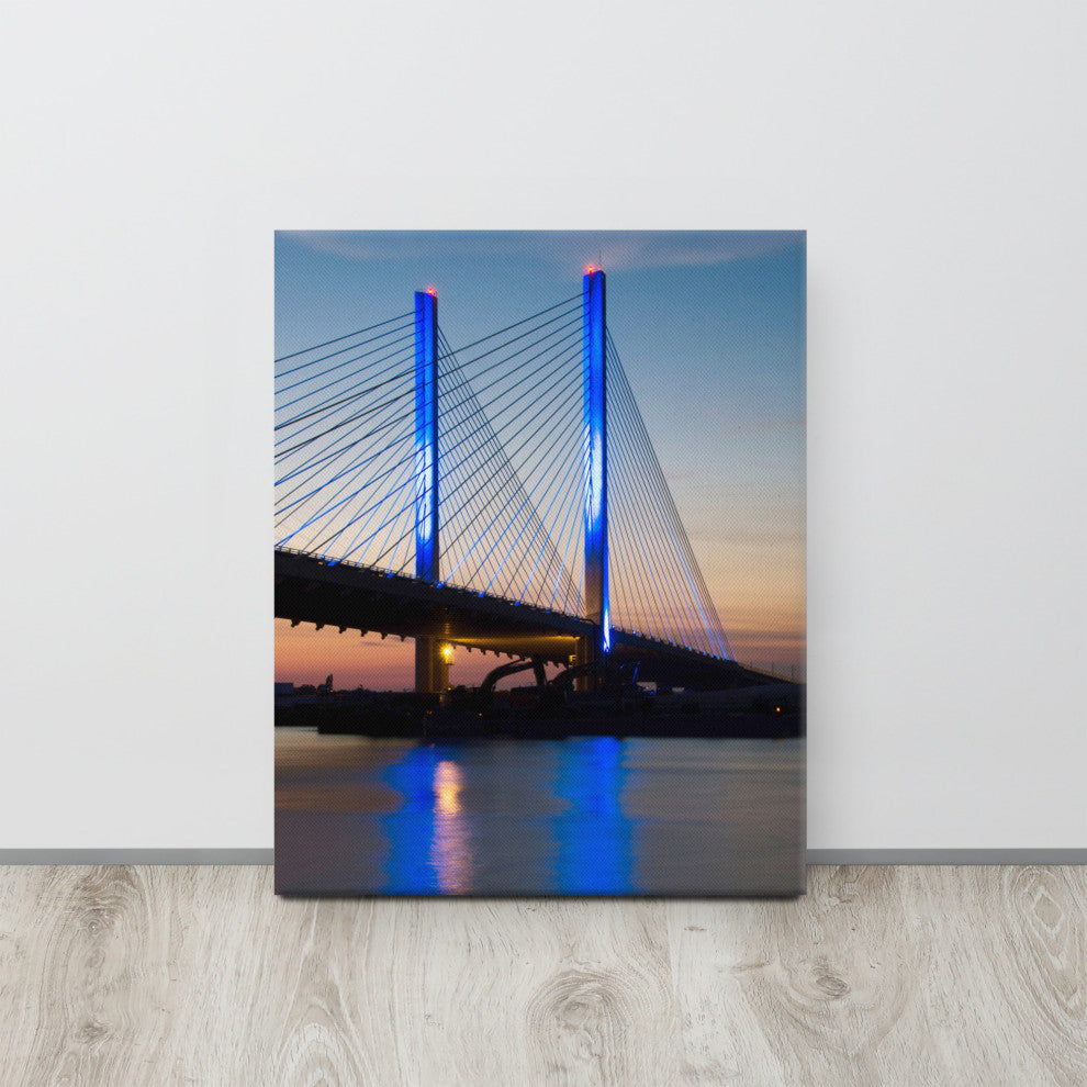 Indian River Bridge 2 Night Photography Canvas Wall Art Print, 16" X 20"