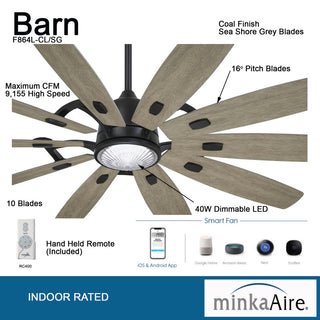 Minka Aire Barn 65" LED Ceiling Fan, Coal