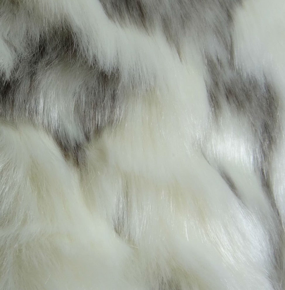 Cuddly Ivory Rabbit Fur Ivory Gray Handmade Luxury Pillow, 20"x26" Standard