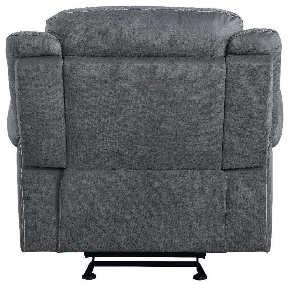 Two Tone Gray Velvet Upholstered Glider Recliner