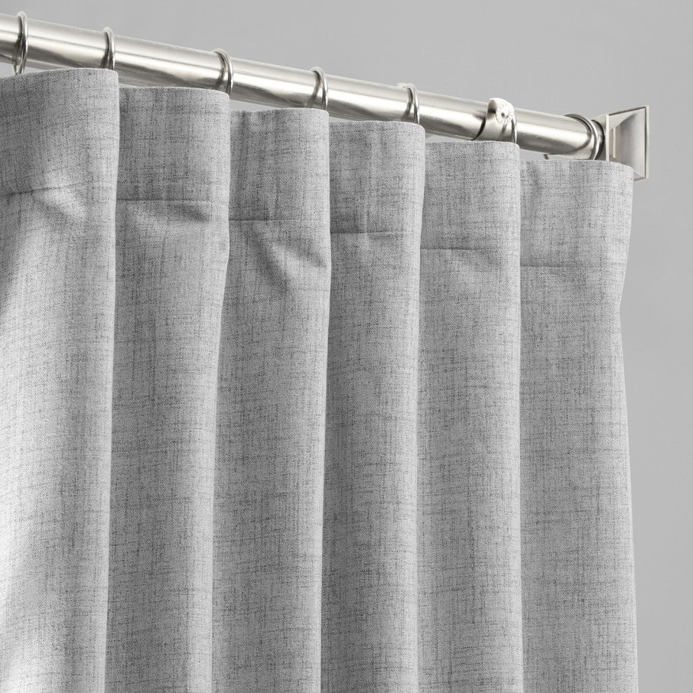 Vintage Thermal Cross Linen Weave Blackout Curtain Single Panel, Millennial Gray, 50"x120"