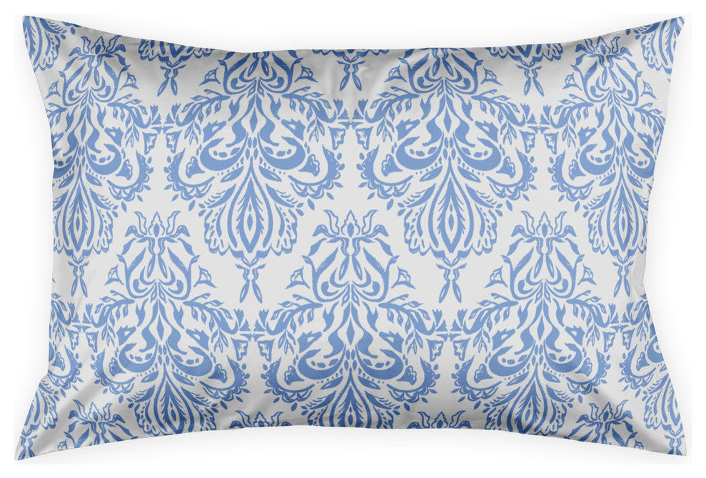 Blue Damask King Brushed Poly Sham