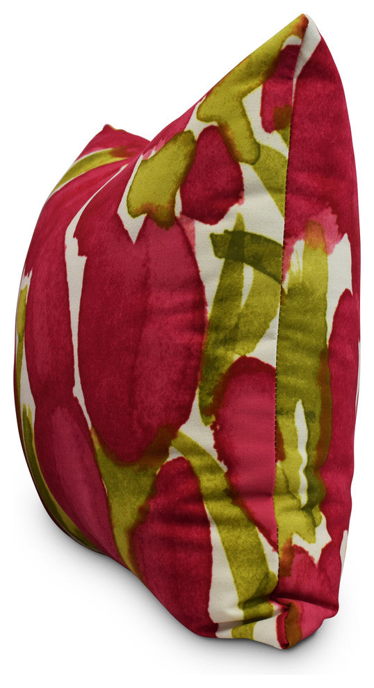 Sunset Tulip Floral Decorative Outdoor Pillow, Red, 16"