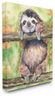 Sloth Animal Green Orange Watercolor Painting, 30"x40"