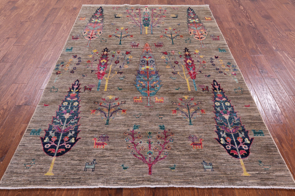 5' 7" X 7' 10" Hand Knotted Tribal Persian Gabbeh Rug Q9971