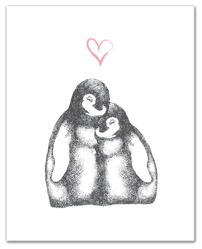 Penguin Love 16x20 Canvas Wall Art