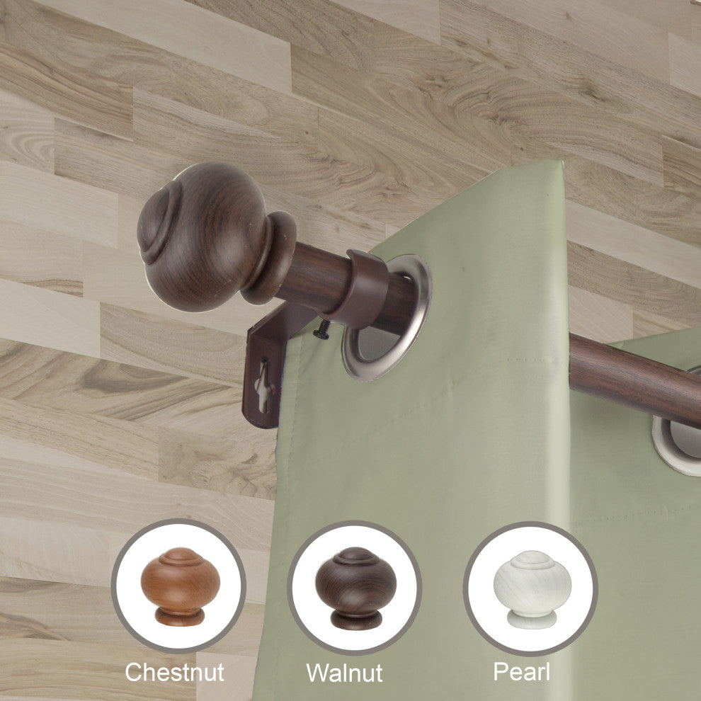 Pola 1" Diameter Curtain Rod, Dark Walnut, 170-240"