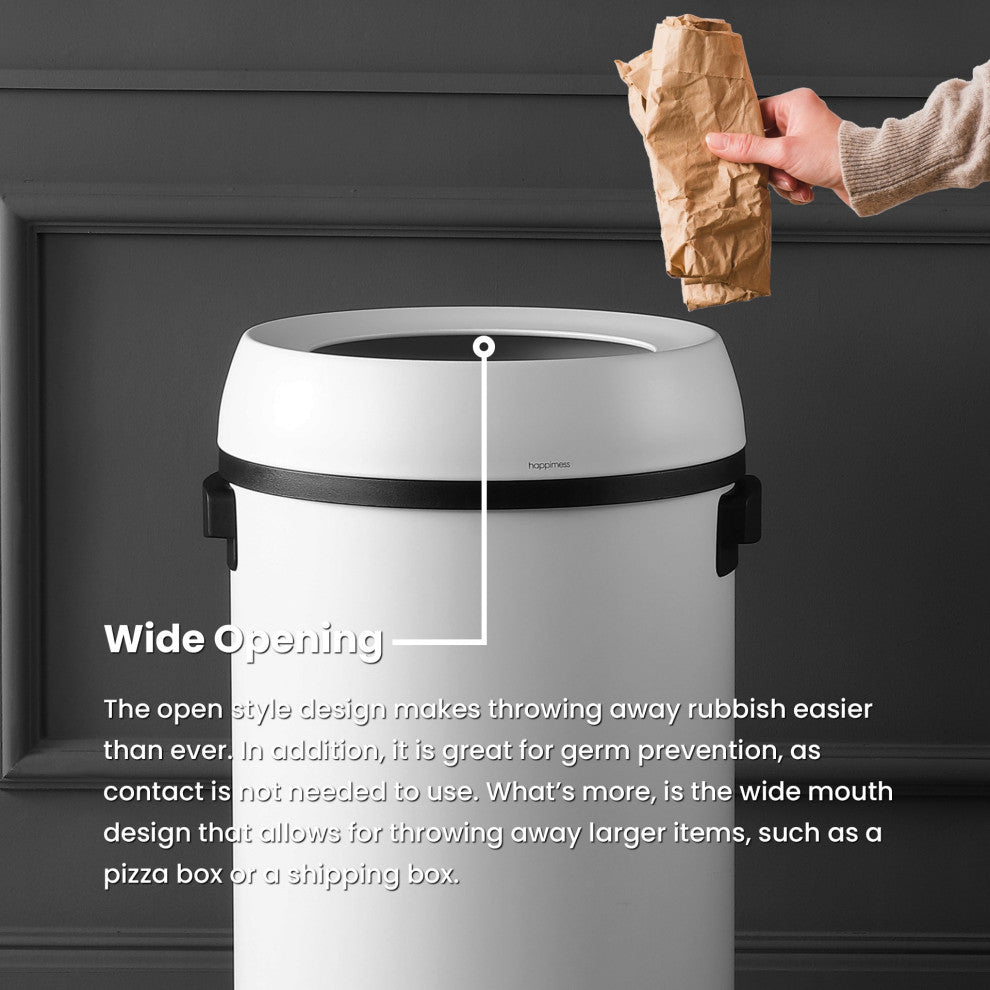 Chuck Kitchen/Office 17.2-Gallon Open-Top Trash Can, White