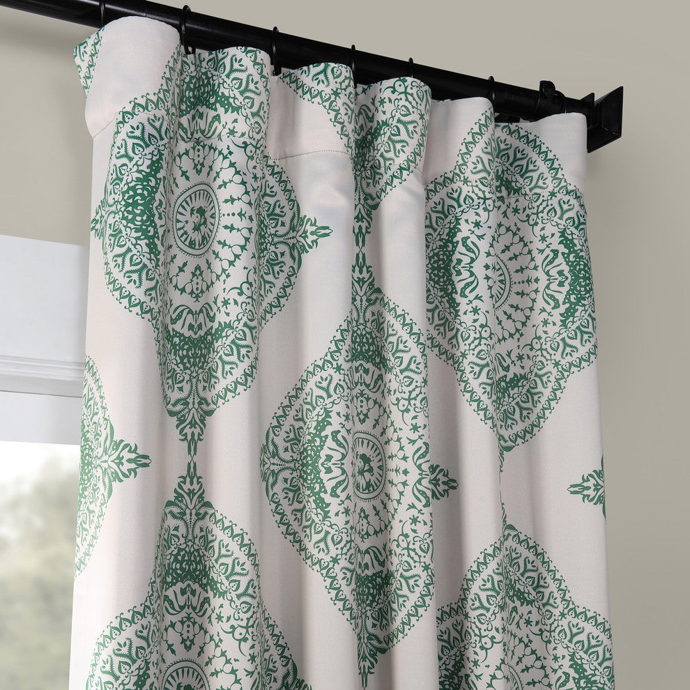 Henna Clover Blackout Room Darkening Curtain, Set of 2, Clover, 50"x108"
