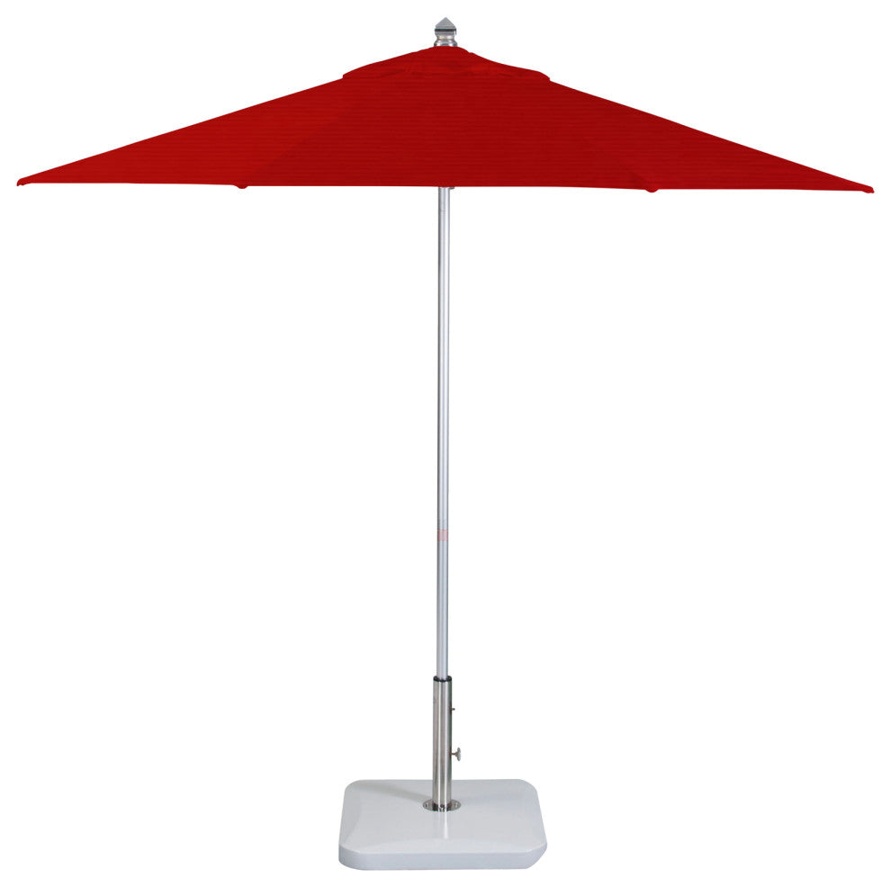 9'  Round Flexibe Commercial Umbrella, Silver, Sunbrella, Jockey Red