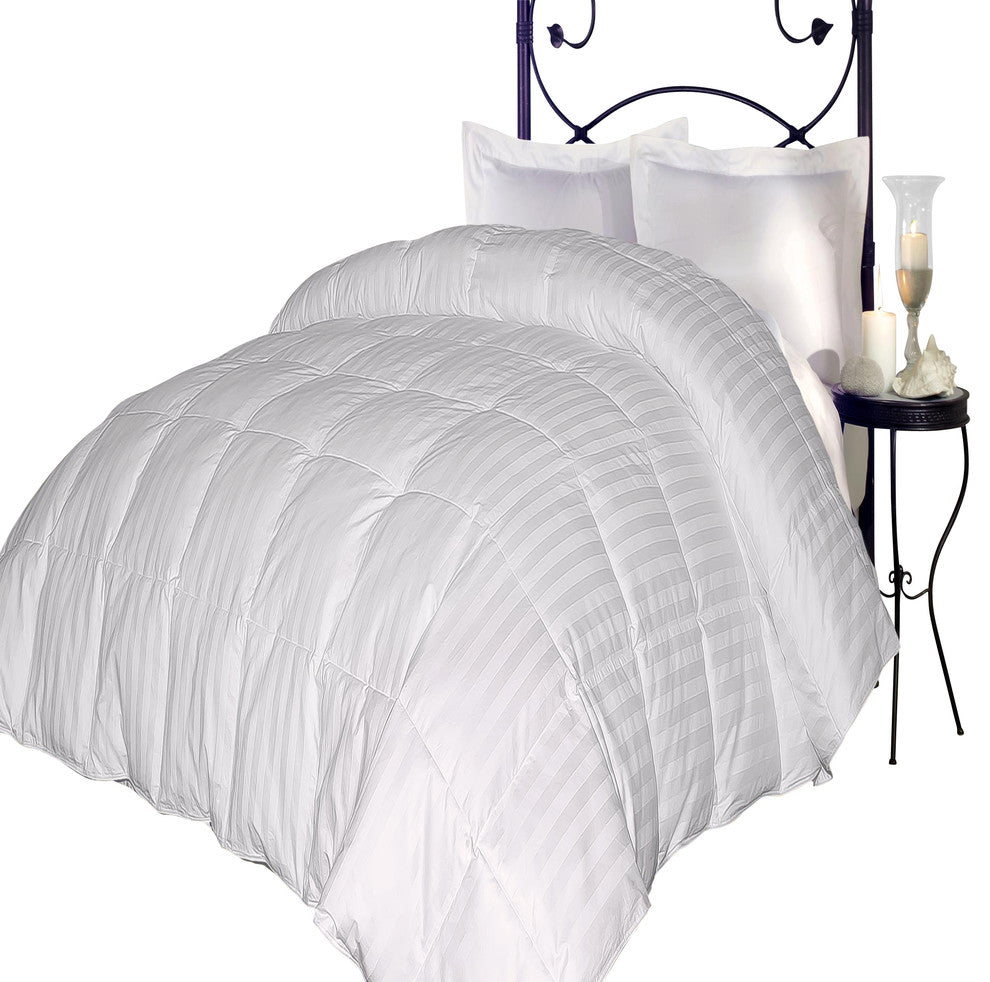 350 TC Damask Stripe Cotton Cover Down Alternative Comforter White Twin