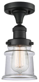 Small Canton 1-Light Semi-Flush Mount, Matte Black, Clear