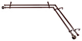 Etched Corner Window Double 13/16" Curtain Rod, Cocoa, 28-48"