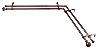 Etched Corner Window Double 13/16" Curtain Rod, Cocoa, 28-48"
