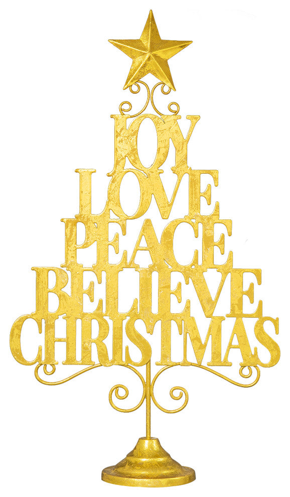 18.25"H Metal Gold Foil Christmas Table Tree