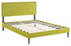 Phoebe Full Fabric Platform Bed With Round Tapered Legs, Wheatgrass