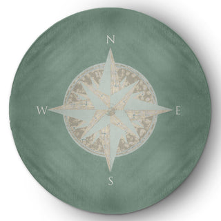 5' Round Compass Nautical Indoor/Outdoor Rug, Sage
