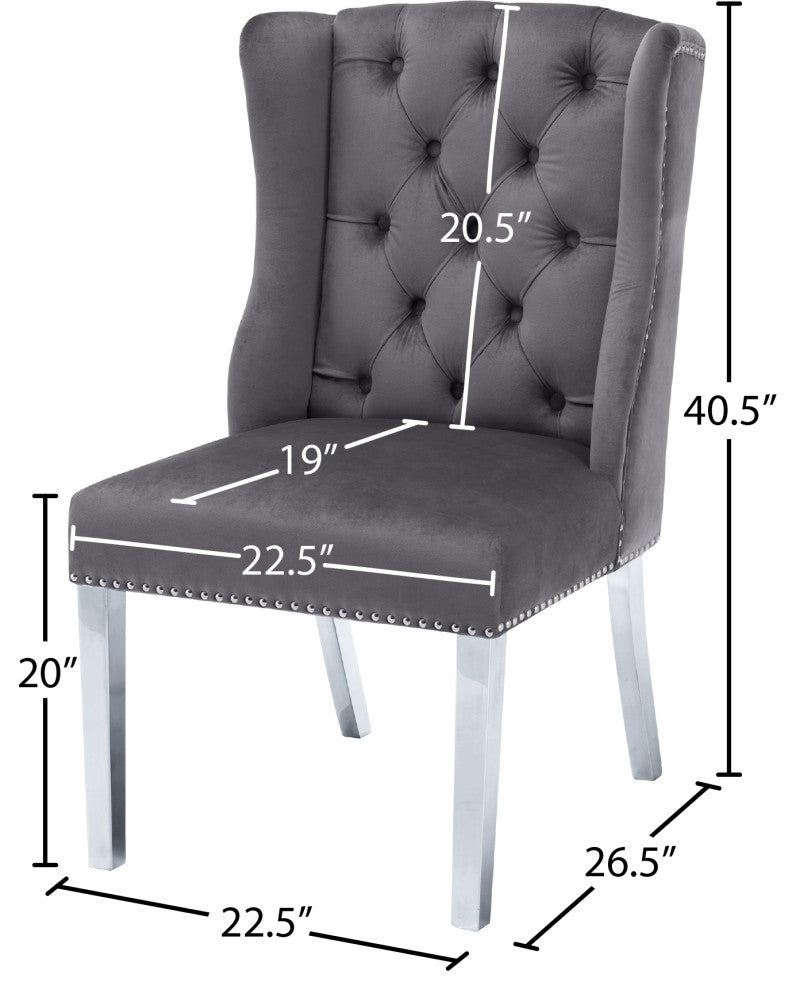 Suri Velvet Upholstered Dining Chair, Gray