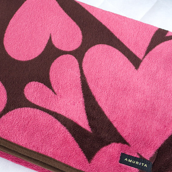 Pink Heart Japanese Coral Fleece Baby Throw Blanket (26 by 39.8 inches)
