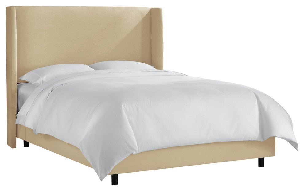 Maxwell Wingback Bed, Linen Linen, Twin