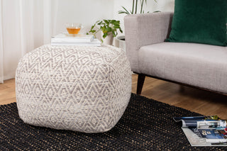 Cherokee Slate 22"x22"x17" Gray/Beige Pouf