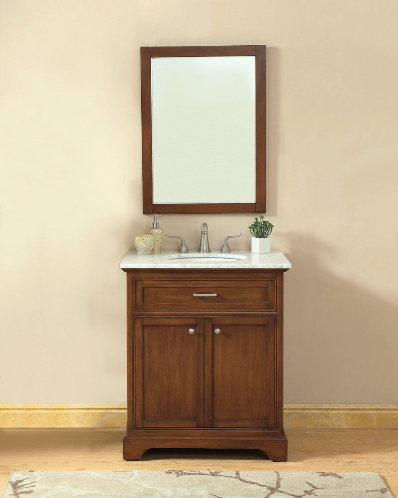 Amber Single Bathroom Vanity, Blue, Teak, 30"