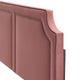 Headboard, Nailhead, Twin Size, Pink, Velvet, Modern, Mid Century Guest Suite