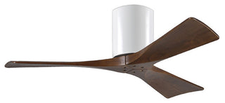 Irene-3 42" Hugger Ceiling Fan, White With Walnut Blades