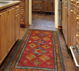 Fine Vintage Distressed Jamile Red/Orange Rug, 3'9x7'0