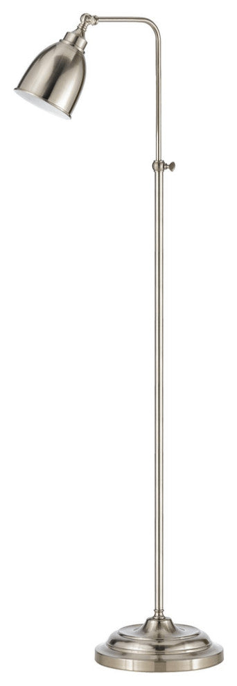 62" Nickel Adjustable Traditional Shaped Floor Lamp With Nickel Dome Shade