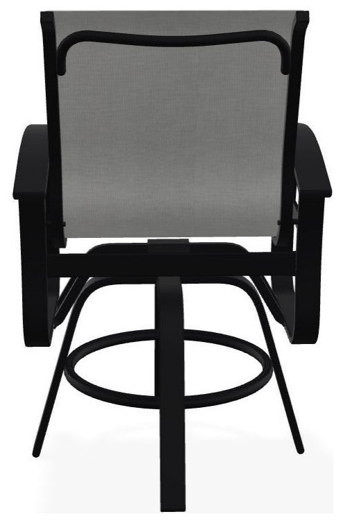 Belle Isle Sling Balcony Height Outdoor Swivel Chair, Alloy/Black