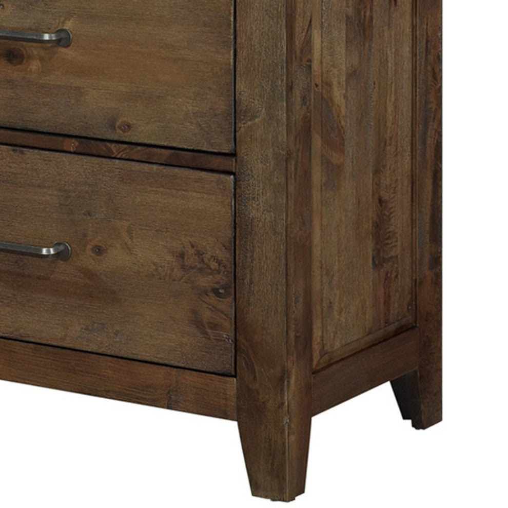Benzara BM181900 Spacious Wooden Dresser With 7 Drawers, Rustic Burnished Brown