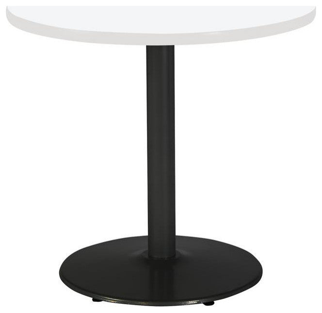 KFI Mode 30" Round Breakroom Table with White Round Black Base Counter Height