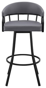 Armen Living Palmdale 26" Faux Leather Swivel Counter Stool in Black/Slate Gray