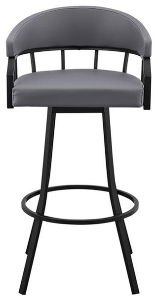 Armen Living Palmdale 26" Faux Leather Swivel Counter Stool in Black/Slate Gray