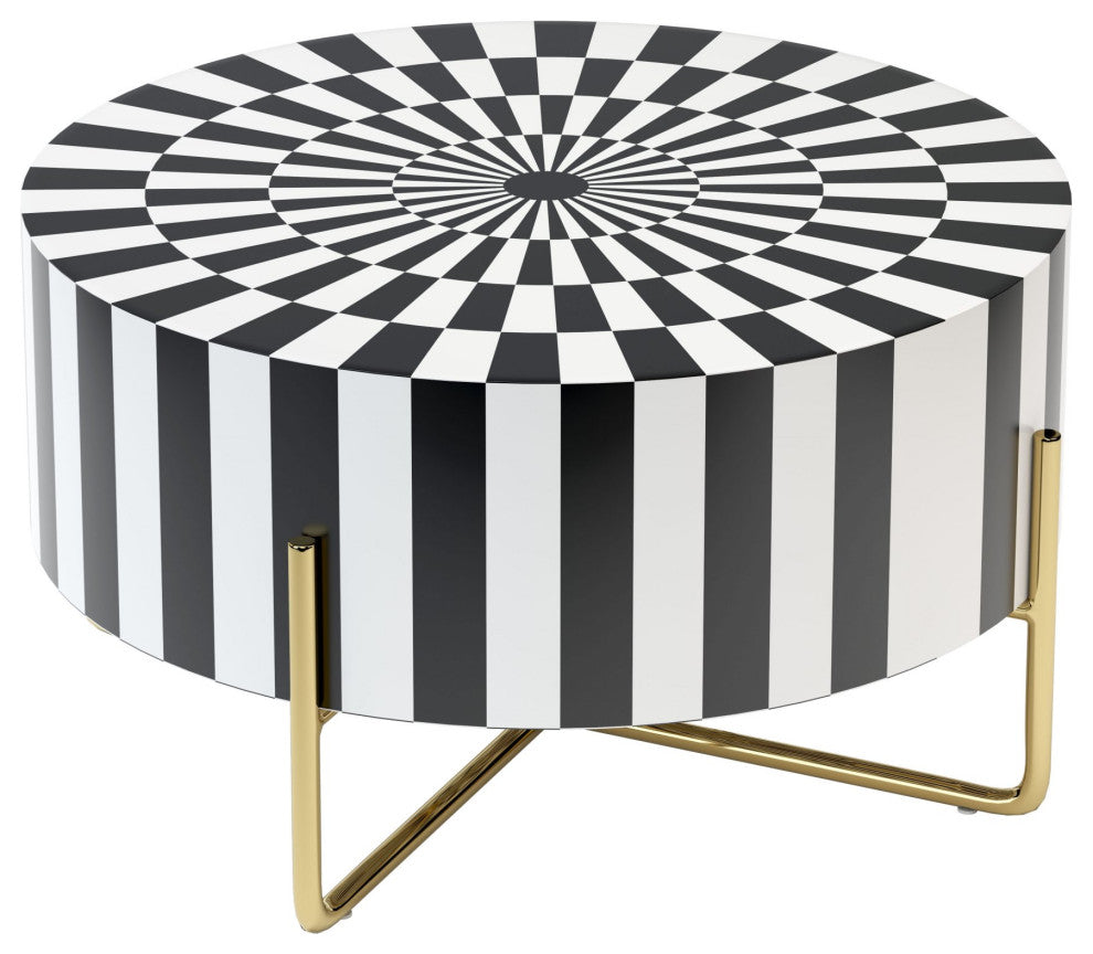 Coffee Table, Round, Metal Iron, Black, White, Gold, Lounge Lobby Hospitality