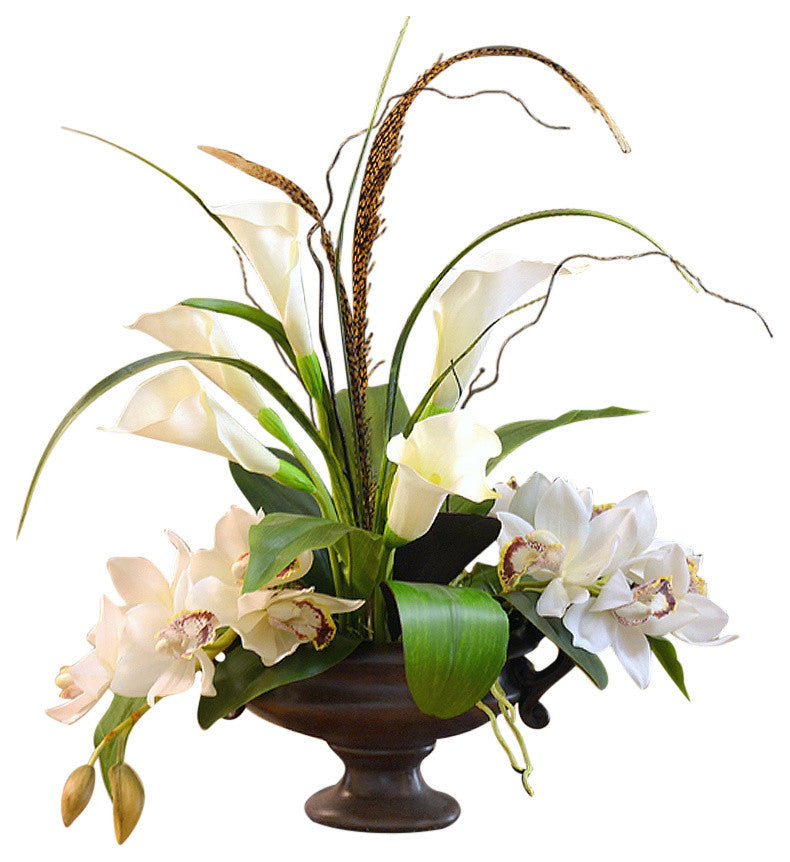Calla Lily and Orchid Silk Flower Arrangement