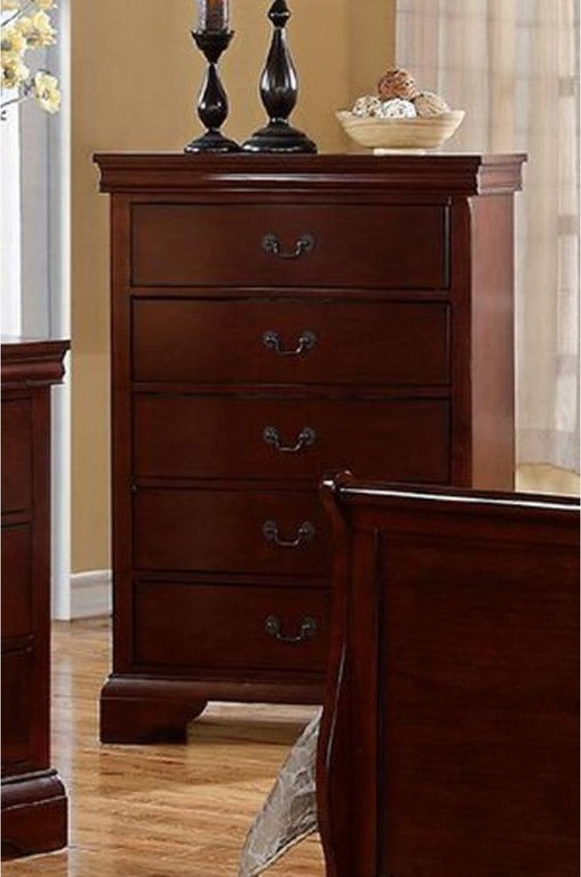 Benzara BM171355 Pine Wood, Plywood & Birch Veneer Chest, Cherry