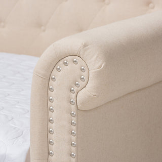 Beige Fabric Upholstered Queen Size Daybed