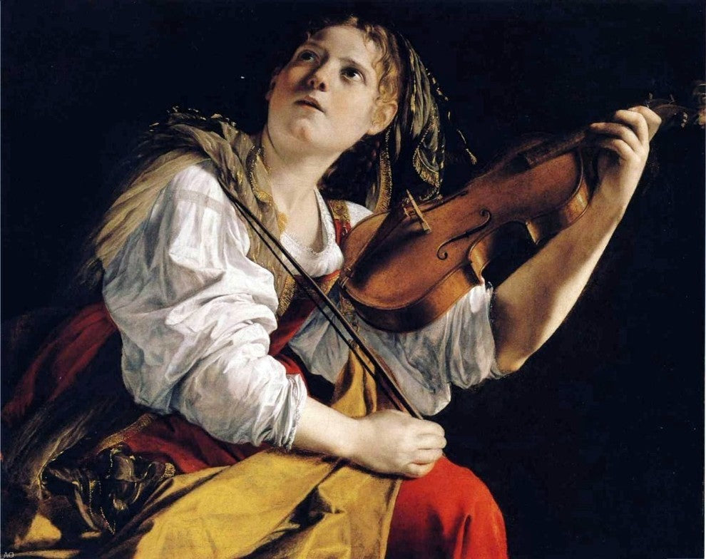 Orazio Gentileschi Young Woman Playing a Violin Wall Decal