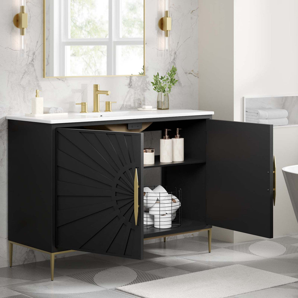 Awaken 48" Bathroom Vanity, White Black