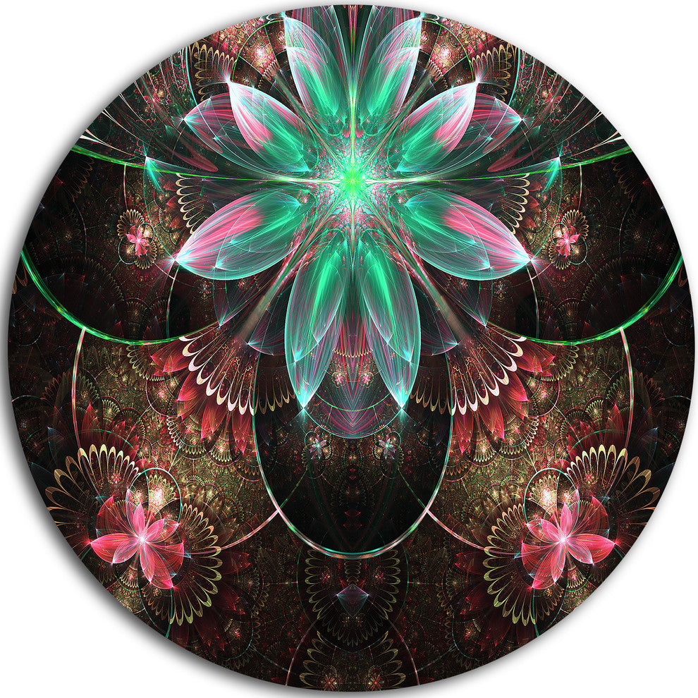Star Flower Fractal Pattern, Floral Disc Metal Wall Art, 36"
