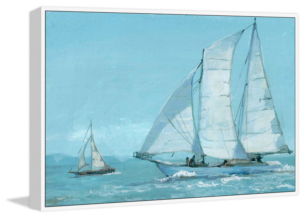 "Sailing Boat Floater" Framed Painting Print on Canvas, 45"x30"